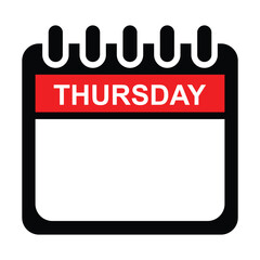 Thursday red and black calendar web button. Thursday days of the week. week icon. notepad sticky. notes vector illustration