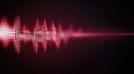 A vibrant red sound wave graphic, illustrating audio frequencies with a sleek, modern design against a dark background.