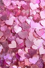 Obraz premium Valentine's Day Glitter Pink Hearts, Generative AI,