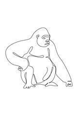 Primates simple line art drawing for interior decoration of the wall