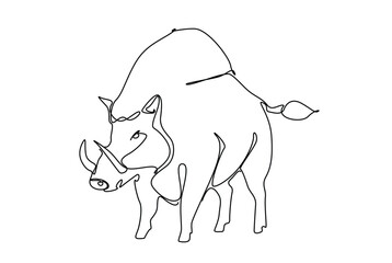 A minimalist line art illustration of a pig, created with clean, continuous lines for wall decoration