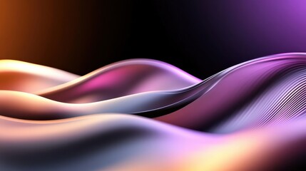 Smooth flowing abstract waves with glowing purple and golden gradients in a soft and elegant design