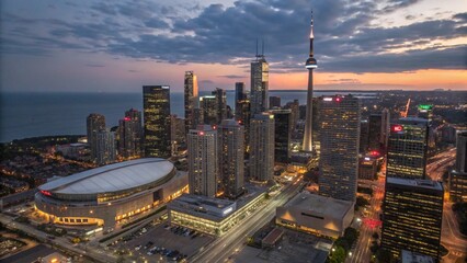 downtown city at night