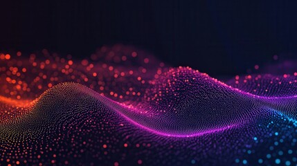 Abstract glowing particle waves in vibrant pink and orange hues on a dark background