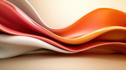 Obraz premium Flowing abstract layers in warm tones of orange, red, and white with a smooth and elegant composition