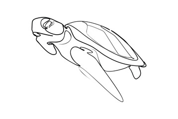Line drawing of ocean turtle simboizes freedom