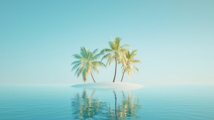 Isolated 3D minimalistic banner with island vacation theme