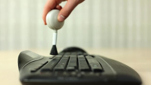 Fingers cleaning laptop keyboard