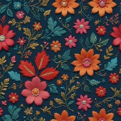 Fototapeta premium Stitched embroidery effects in decorative patterns