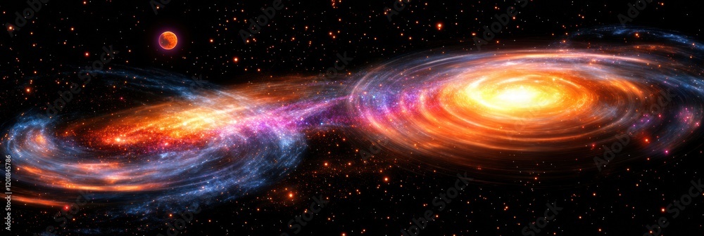 Leinwandbilder colorful galaxy displaying swirling nebula and glowing planets in deep space. generative ai