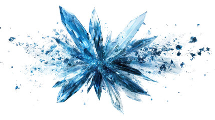 A vibrant explosion of blue crystals, showcasing intricate details and sharp edges. Perfect for digital art and design projects requiring a touch of elegance.