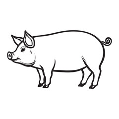 Fototapeta premium Pig silhouette vector. Pig silhouette icon isolated on white background.