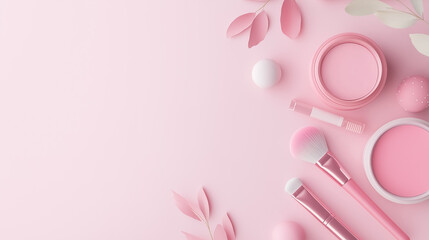 Pink Makeup Cosmetics Flatlay 