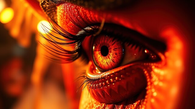 Demon Eye - Fiery Gaze,  Hellish Vision,  Sharp Focus