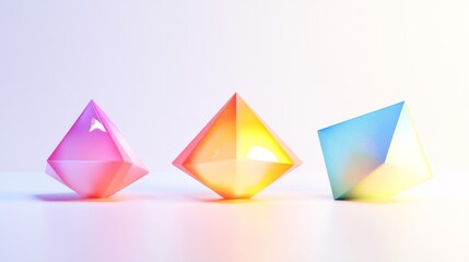 3D of colorful geometric shapes on a white background 
