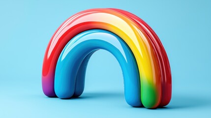 Obraz premium Glossy Rainbow Arch on Light Blue Background