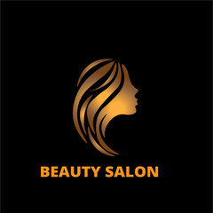  golden woman silhouette with long hair solon logo