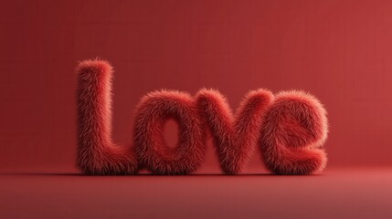 Fluffy love display in vibrant red creates a cozy and affectionate atmosphere for celebrations. Generative AI