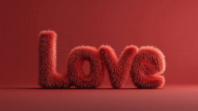 Fluffy love display in vibrant red creates a cozy and affectionate atmosphere for celebrations. Generative AI
