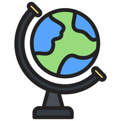 Earth Flat Outline Icon