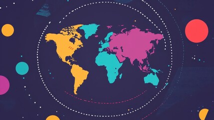 International shipping flat design top view global trade animation triadic color scheme