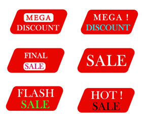 Discount sale rectangle labels vector template. Mega discount, big sale, final sale, hot sale background. Discount Promotion marketing poster design for web and Social.