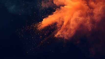 Orange powder explosion against dark background