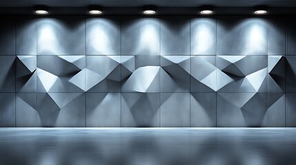 Naklejka premium Modern geometric wall paneling with subtle lighting