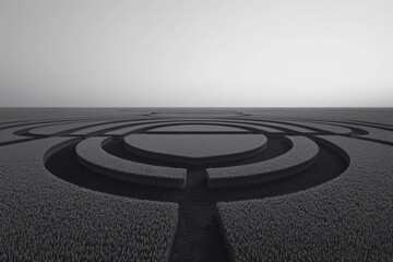 Concentric circles in a field of wheat, creating a mesmerizing pattern of nature's art.