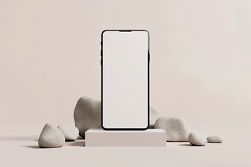 Vibrant Image of Realistic Clay Screen Phone Mockup Isolated Render