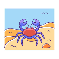 crab on sand icon, crab on sand vector illustration-simple illustration of crab on sand, perfect for crab on sand logos and icons