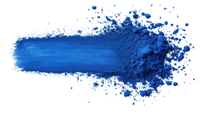 A vibrant blue powder splattered across a white surface, creating an eye-catching abstract design. Perfect for artistic and creative projects.