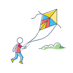 kite flying icon, kite flying vector illustration-simple illustration of kite flying, perfect for kite flying logos and icons