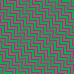 modern abstract green colour daigonal zig zac line pattern on pink background.