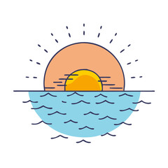 sun setting over the ocean icon, sun setting over the ocean vector illustration-simple illustration of sun setting over the ocean, perfect for sun setting over the ocean logos and icons