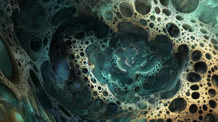 Dark green swamp texture abstract background, bubbles closeup. 