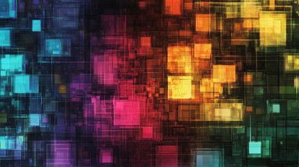 Abstract background with colorful rainbow blurred squares.	