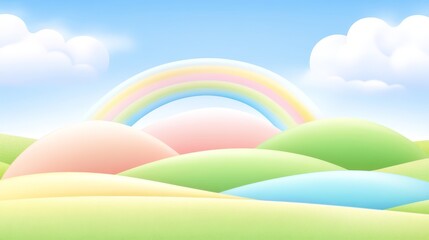 Obraz premium Vivid rainbow landscape colorful panorama of clouds and sky with bright