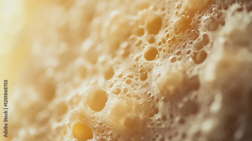 Aufkleber close up view of bacteria forming on a slice of bread illustrating microbial activity in a kitchen e