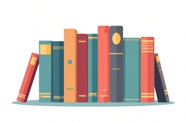 Books in a row with the tablet in the foreground, isolated on white background 