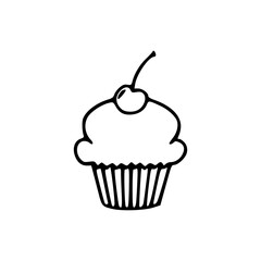 a line art drawing of a cupcake icon