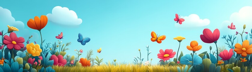 Obraz premium Butterflies soaring above field of wildflowers breathtaking display of nature beauty