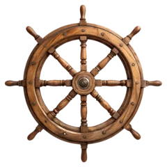 Fototapeten Wooden ship steering wheel isolated on transparent control captain vessel ornament direction PNG file download © NusratJahan