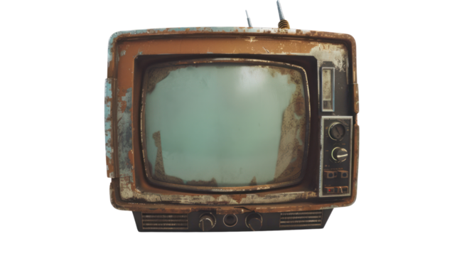 A vintage, worn-out television set showcasing a unique retro design, embodying nostalgia and the evolution of electronic devices.