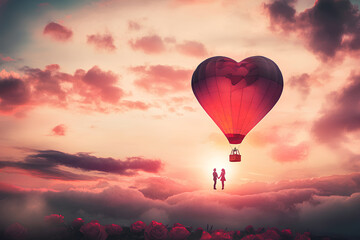 Obraz premium Colorful hot air balloon flying at