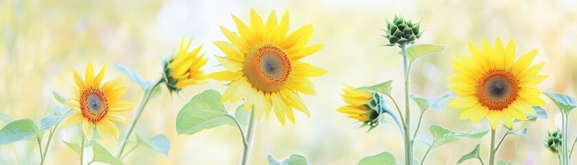 Obraz premium Vibrant sunflowers in full bloom under sunny sky captivating field of gold sunflowers