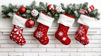 Christmas stocking on brick wall festive holiday decoration for the season
