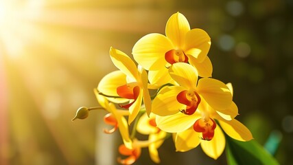 Fototapeta premium Glowing Yellow Orchid Sunrise