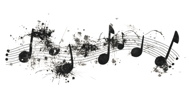 A creative artistic representation of musical notes flowing across a textured surface, symbolizing the beauty and rhythm of music.