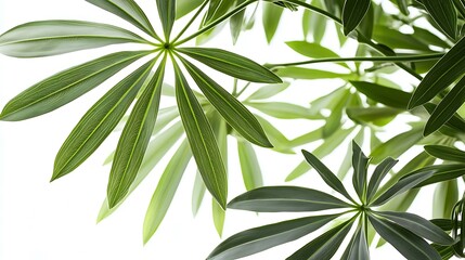 Fototapeta premium Lush Green Schefflera Plant Leaves Close Up